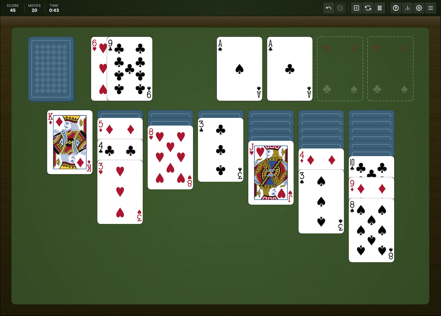 Klondike solitaire game