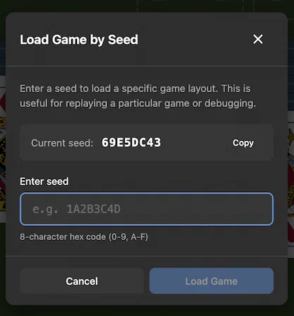 Soliteur seed dialog