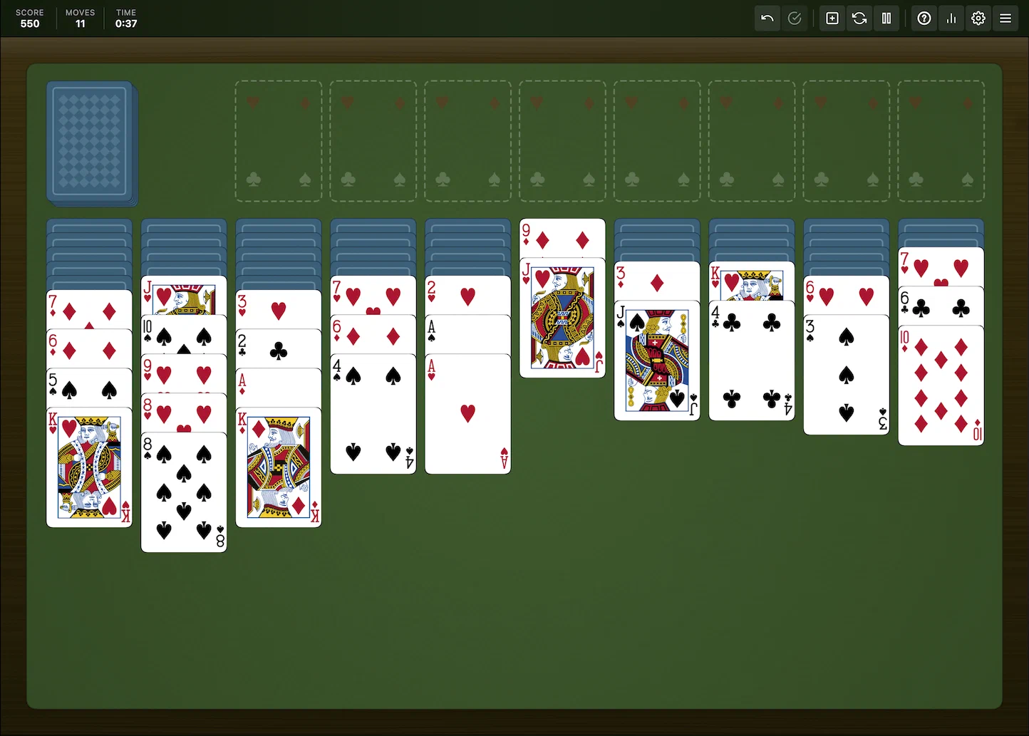 Spider solitaire game